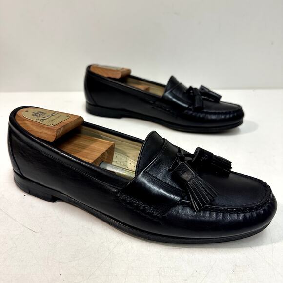EUC Rancourt & Co x Cole Haan Tassel Loafer Moc Black Calf Made in Maine USA 9.5 - Picture 4 of 11